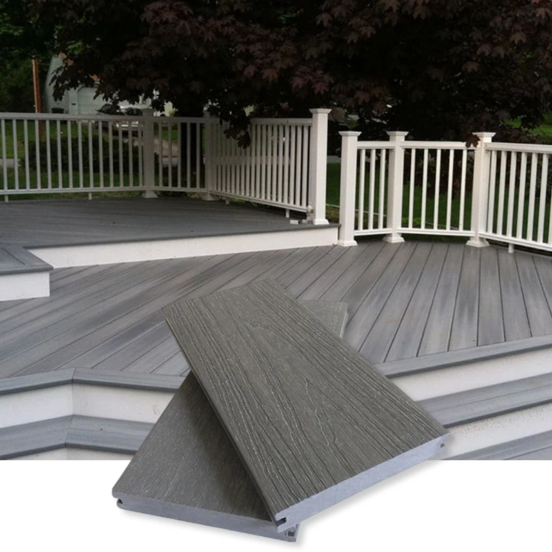 Customized 3D Embossed Pvc Advanced Wood Texture Composite Decking Plastic Waterproof and Anti Slip Outdoor Terrace Deck Board