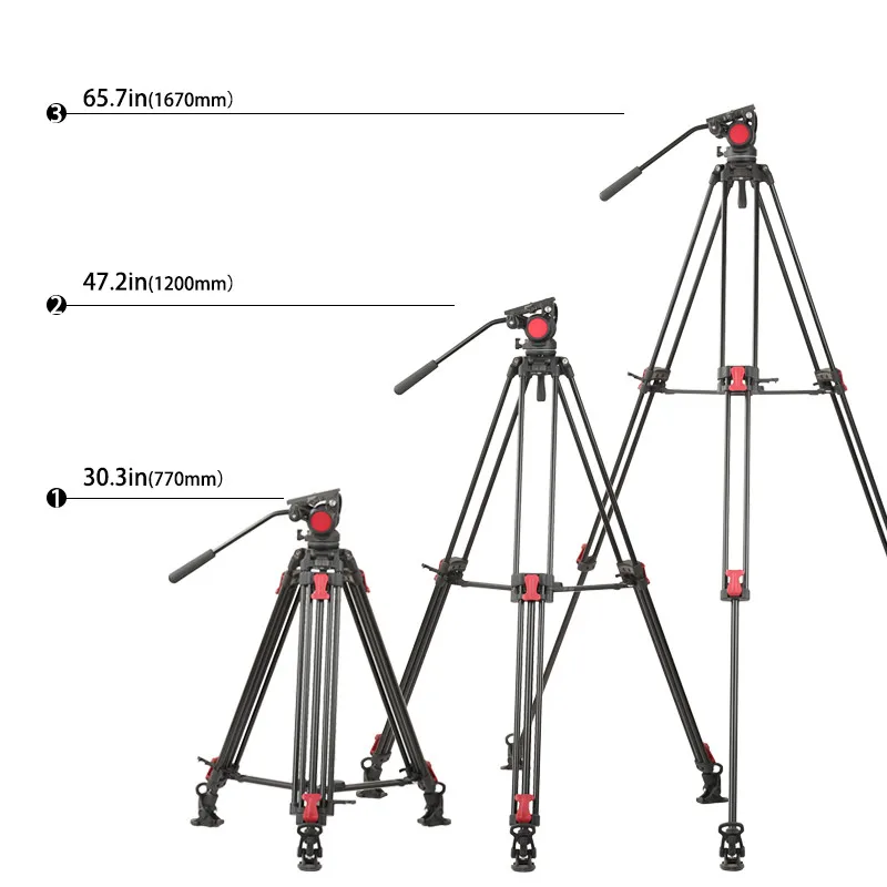 Professional Video Camera Heavy Duty Aluminium Alloy Fluid Video Tripod Camera Tripod Stand Fluid Tripod