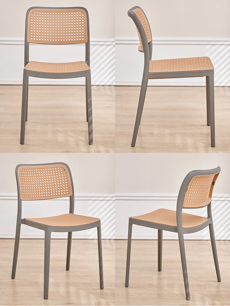 Wholesale furniture PP chair plastic rattan plaited articles design stacking chairs for dining room living room coffee shop