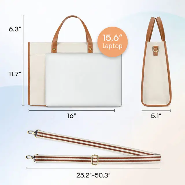 BSCI Custom Casual Briefcase Handbag 15.6 inch Work Shoulder Laptop Bags Canvas Women Shoulder Luxury Laptop Tote Bag