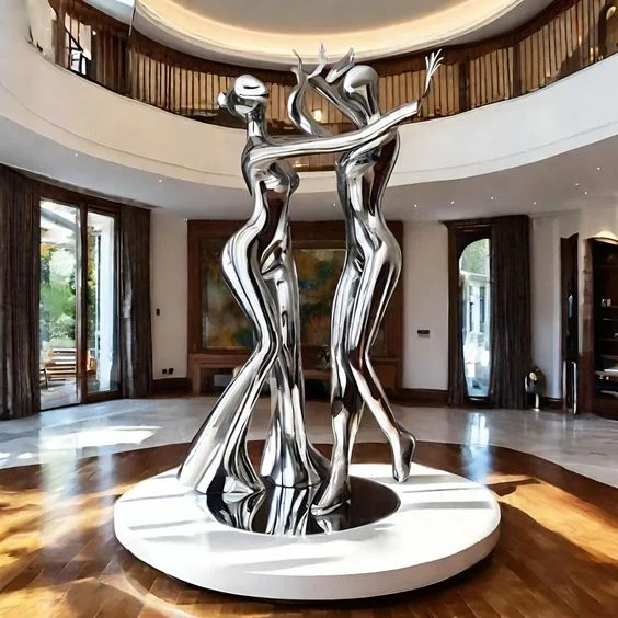 Abstract Design Stainless Steel Sculpture Indoor Outdoor Garden Decoration Large Size Floor Sculpture