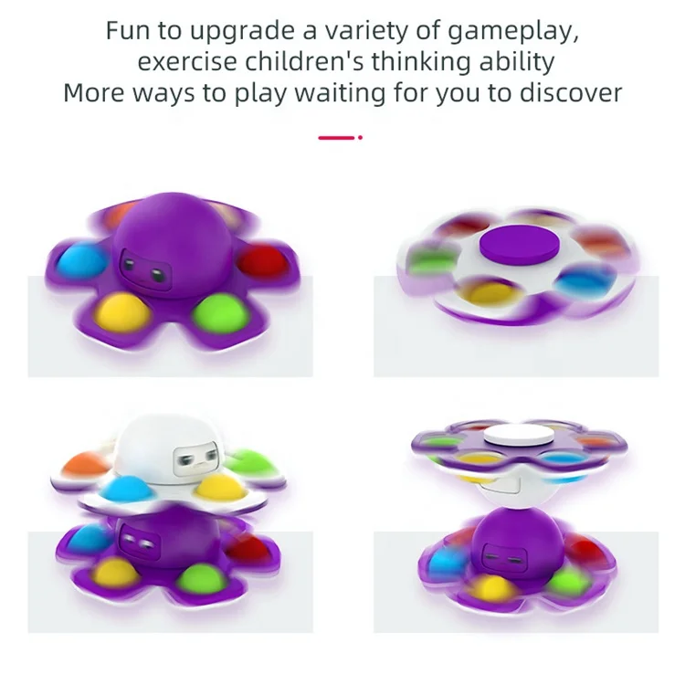 Reversible Flip Face Off Octopus Fidget Spinner,Octopus Squeeze Interactive Stress Relief Toy Gifts for Kid