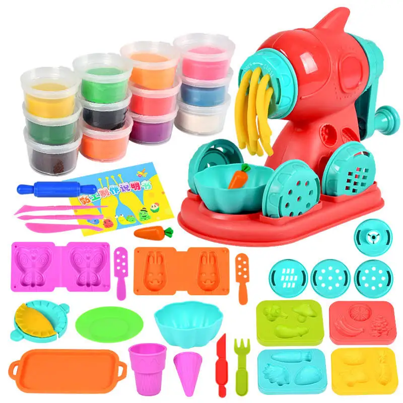 Kids Color Clay Noodle Machine Play Dough Set DIY Simulation Play House Plasticine Mold Tool Production Toys
