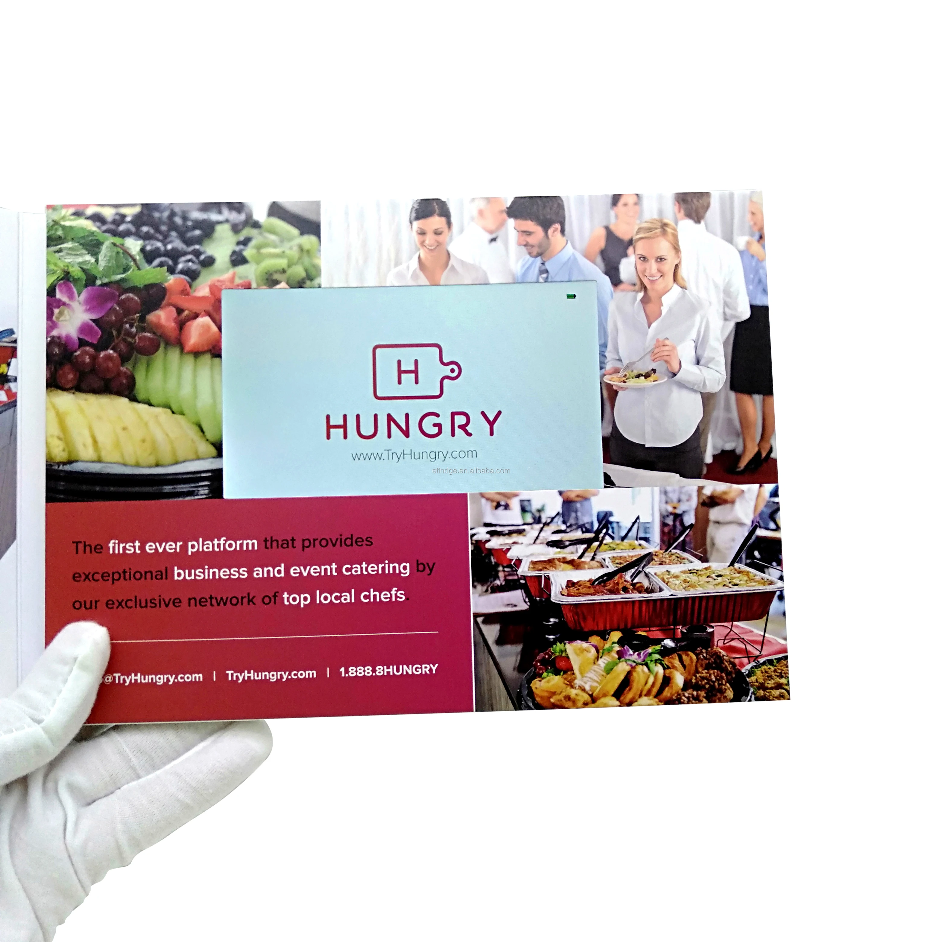 Softcover   Hardcover  Matt Lamination Customized 5' LCD Screen Video Brochure For Birthday Wedding Invitation