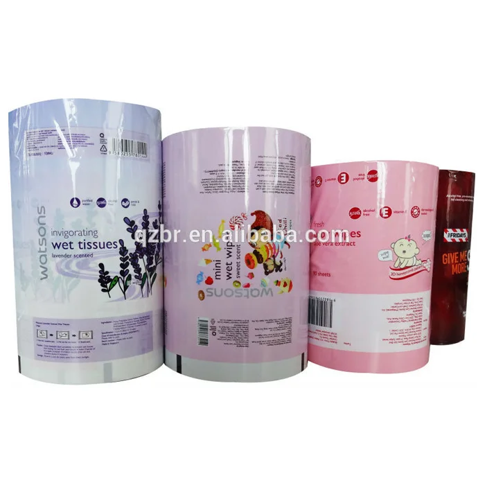 Customized Printed BOPP/CPP/AL/LDPE  roll plastic film,PET/VMPET/PE packaging film for wet tissue facial mask