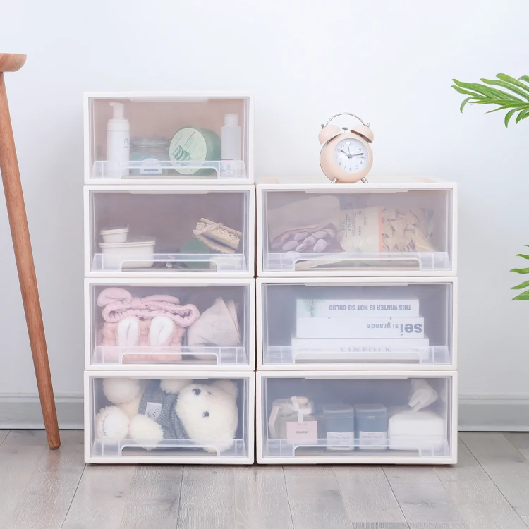 Enlarged thickened underwear storage box household stackable transparent drawer storage box desktop storage box