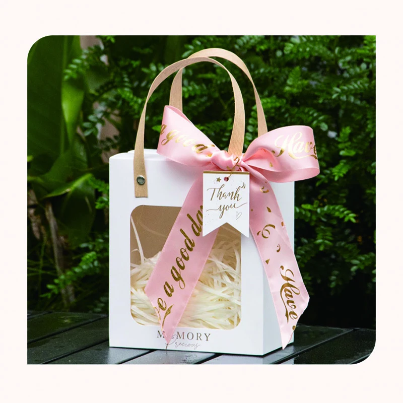 Luxury Pink Paper Bowknot Bag with Offset Printing Custom Recycled Material Gift Shopping Packaging box