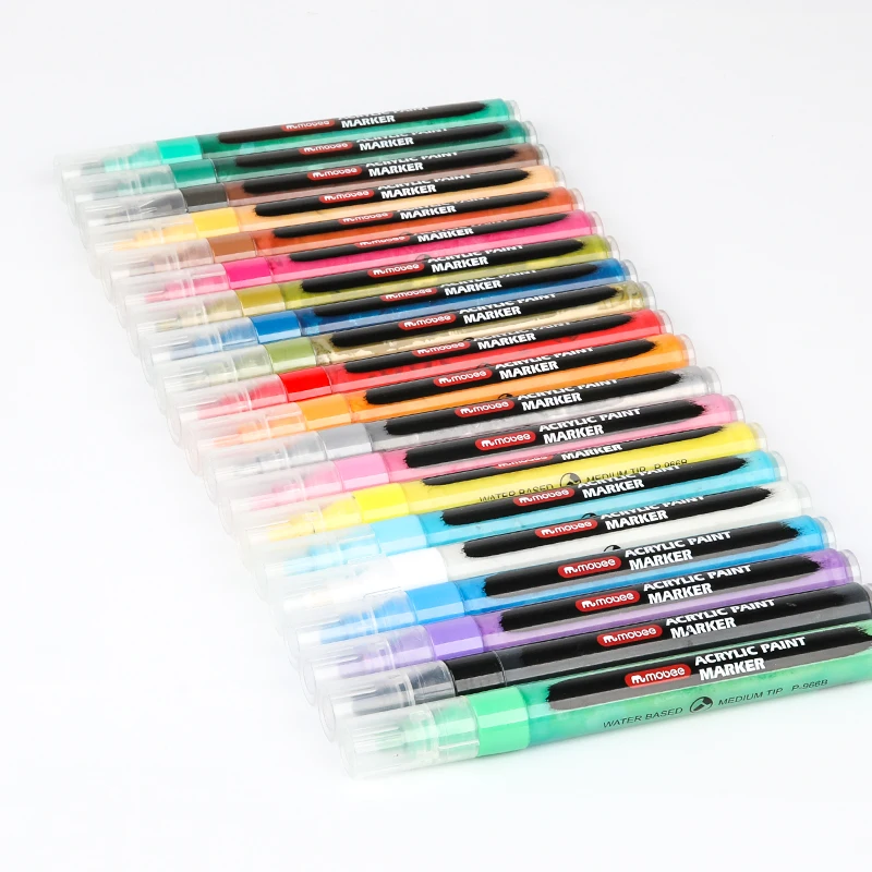 Mobee P-966B-20 private logo color package acrylic paint markers water based permanent ink acrylic paint pens during drawing