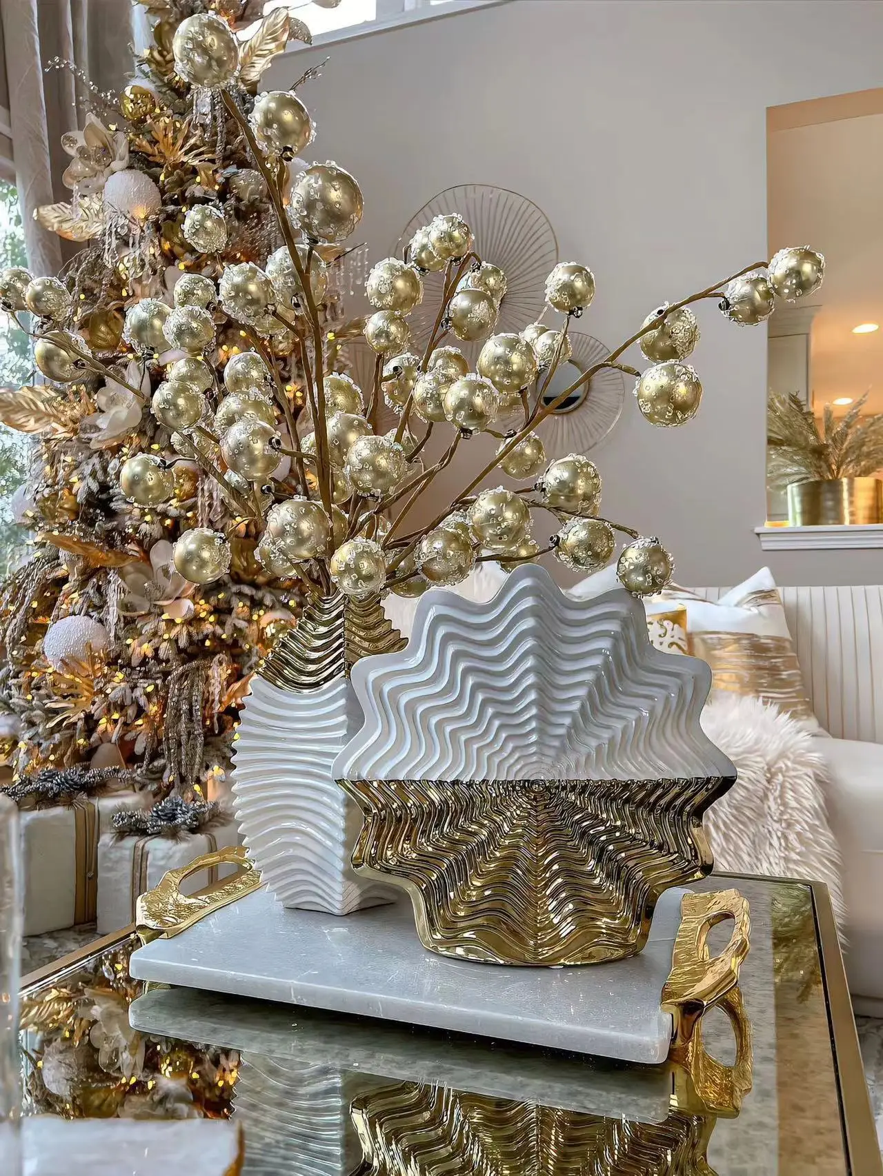 High End Hotel Lobby Flower Vase Home Decor Luxurious Modern Design Golden Luxury Vases For Home Decor