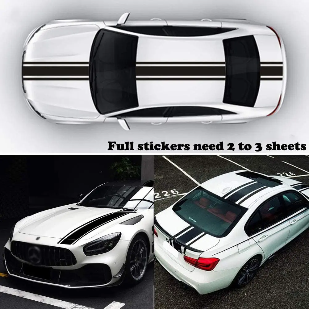 Car Hood Stripe Sticker Auto Racing Stripes Body Side Decal Hood Vinyl Stripe Sticker Decoration for Car Vehicles