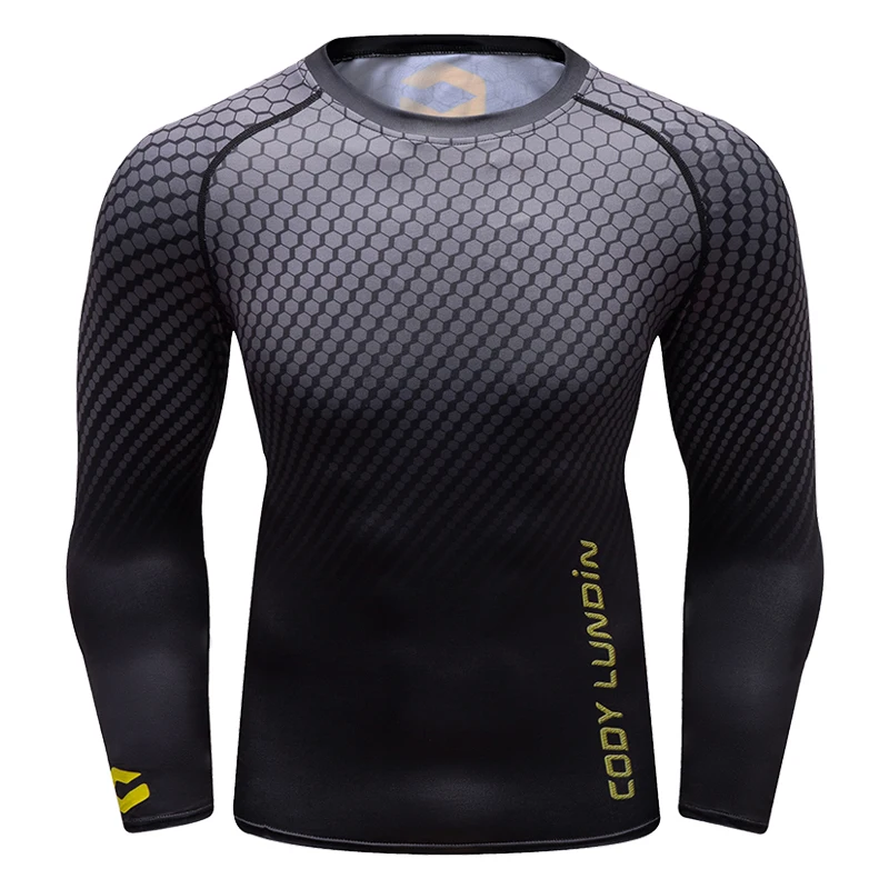 
Guangzhou sublimation shirts polyester sport shirt men compression wear mma rash guard 