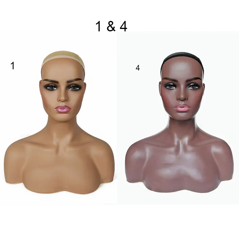 
2pcs PVC+PE Female Mannequin Head With Shoulder For Wig Display Makeup Mannequin Head Women Face Mannequin Heads 