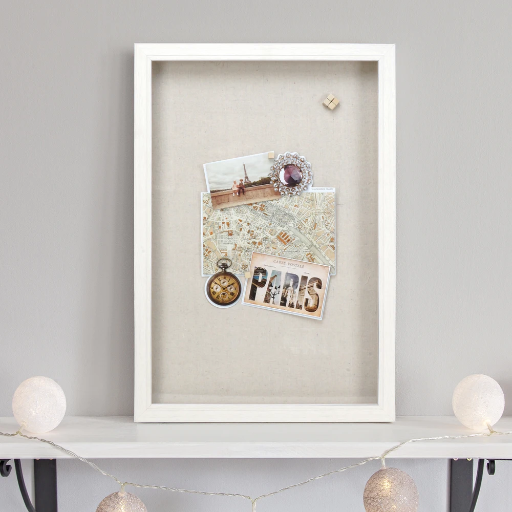 INTCO New Design High Value Classical Pin Fabric Memo Board Picture Photo Frame Storage Functional Shadow Box