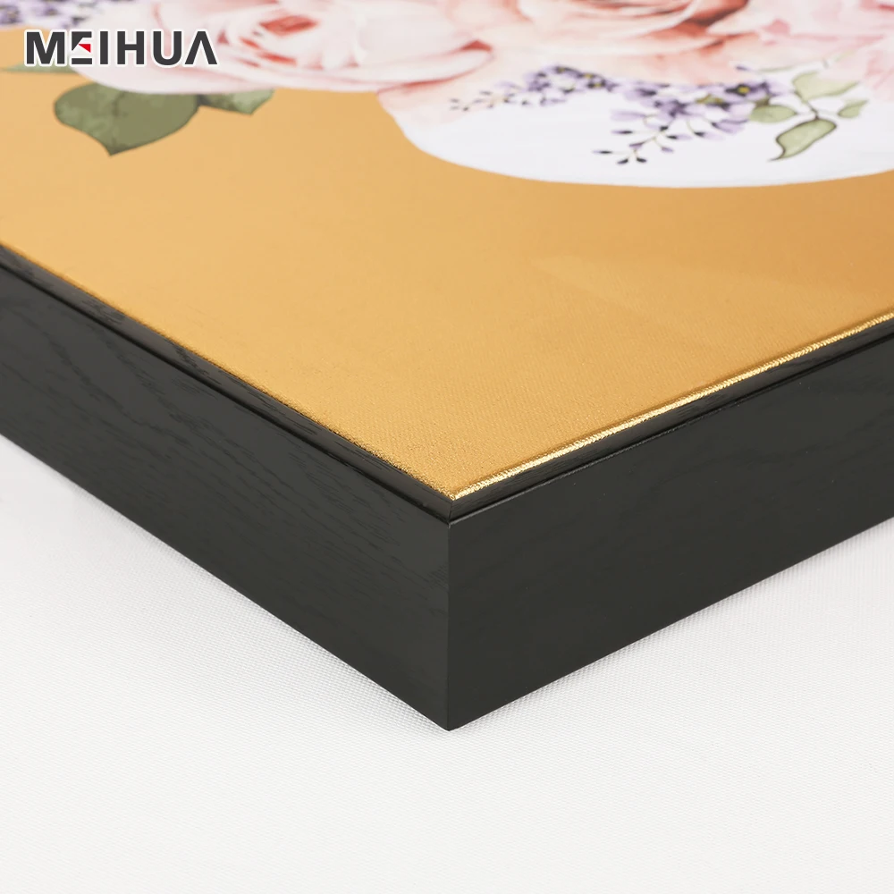 Decoration Pink Flower Hat floating  frames wholesale custom picture art with Gold Foiling Background