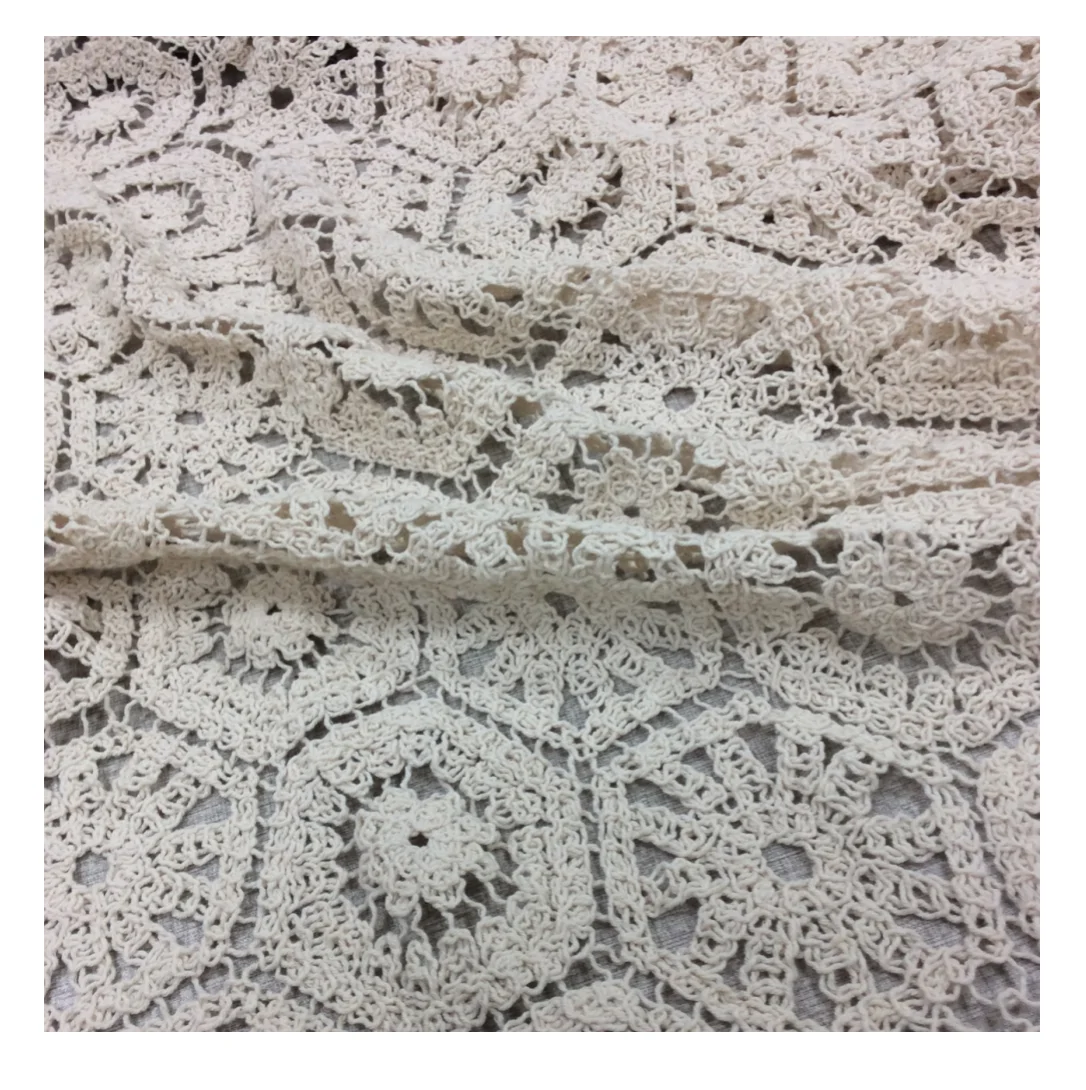 2022 New Design Manufacture Soft Hand Feel 100%Cotton Lace Fabric Geometric Crochet Embroidery Lace