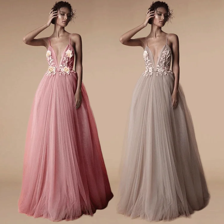 
Latest fashion rose gold bridesmaid dress with embroidery evening dresses for wedding 