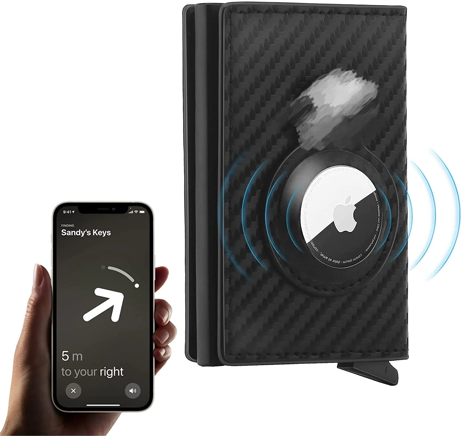 Оптовая продажа, бумажник Rfid Airtag, держатель для карт, тонкий мужской углеродный Противоугонный бумажник с воздушной биркой Apple