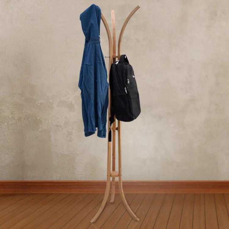 Factory Sale Various Living Room Four Feet Standing Bamboo Clothes Rack