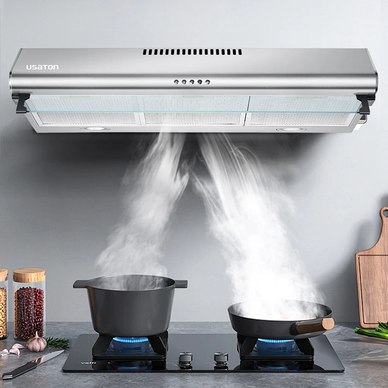 Modern fashionable design low noise reasonable price 3-speed kitchen smart cooker range hood