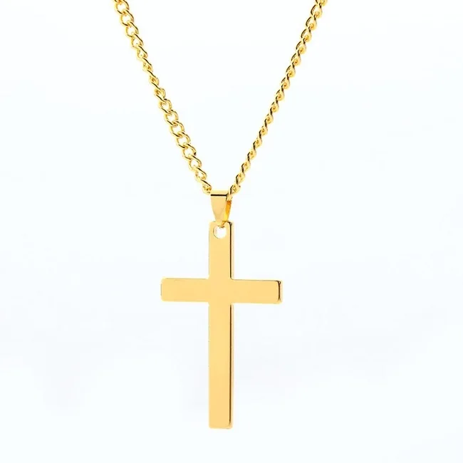 
Trendy jewelry fashion accessories 2021 stainless steel jewllery 18k gold cross necklace 