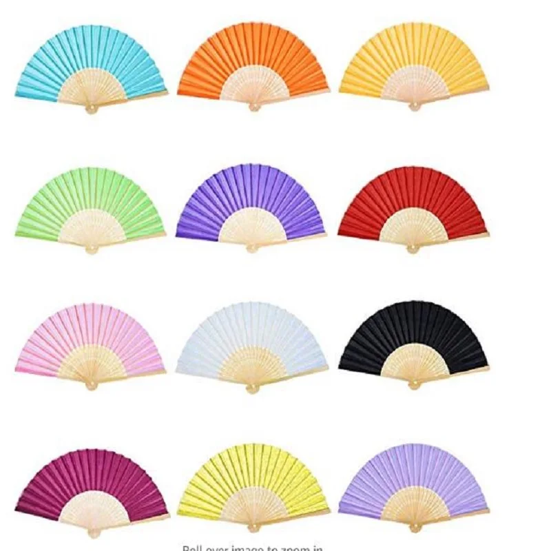 Folding Paper Fan Elegant Chinese Vintage Folding Bamboo Ribs Fan DIY Blank Paper Fan Wedding Shower Party Decor Classical Dance