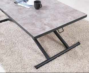 Tempered glass desktop metal base  dining adjustablift height lift multifunction coffee table up and down  table desk