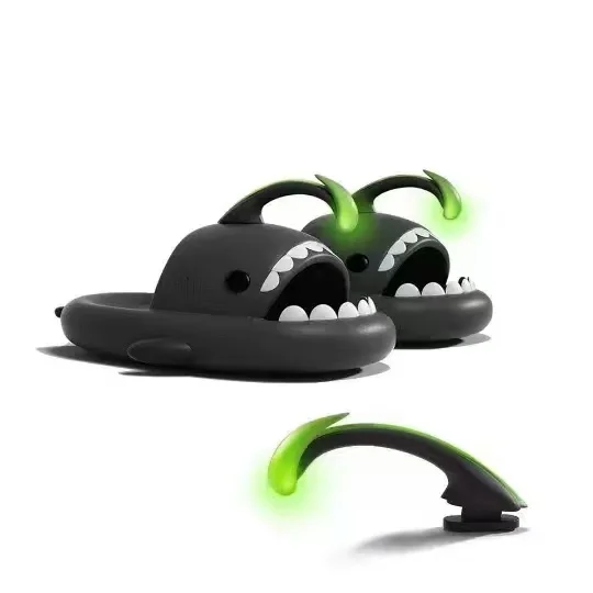 2024 Newest Trend Shark Slippers Accessories Luminous Fin Detachable Adult Women Shark Slippers Charms