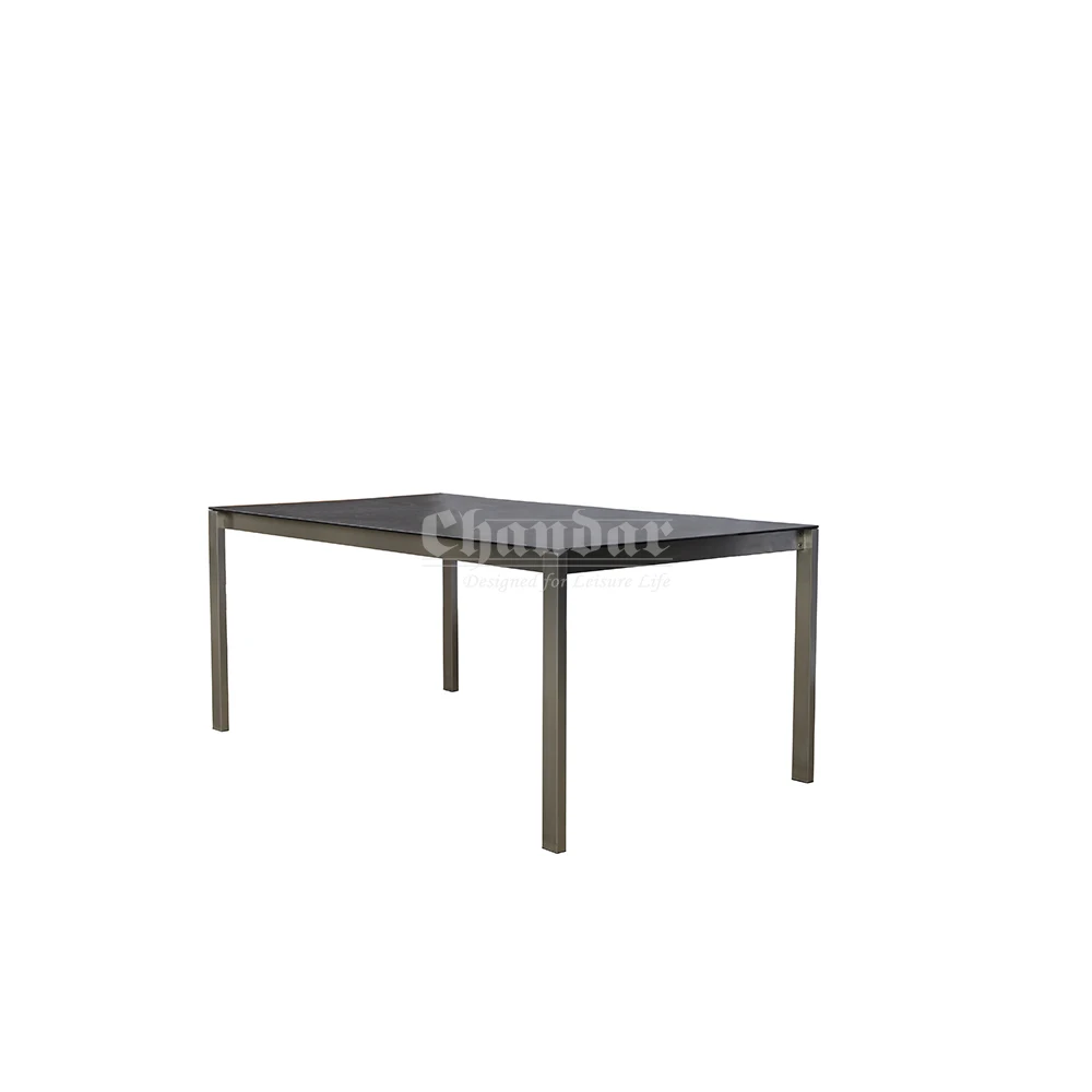 CHANDAR patio garden table outdoor stainless steel table tempered glass table