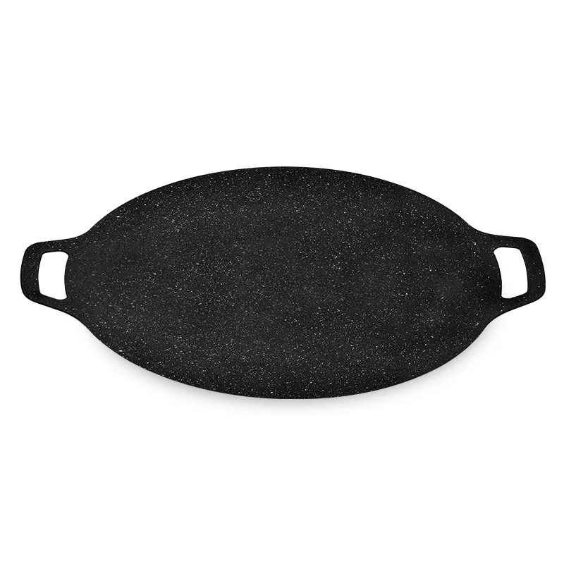 Korean Good Quality Hot Selling Cast Iron Pizza Pan Wholesale Cooking Restaurant Nonstick Metal Bbq Plate Black Frying Pans