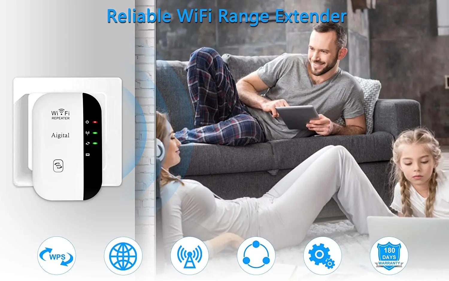 WiFi Range Extender 300Mbps WiFi Repeater 802.11n Signal Booster Amplifier