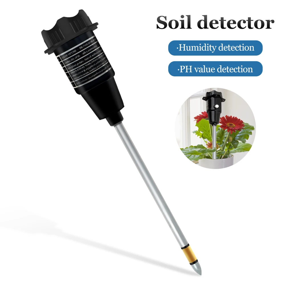 2 in 1 Soil Ph Meter 3-8ph Moisture Humidity Analyzer Acidity Tester Metal Long Probe Detector for Plants Garden Measure Tool