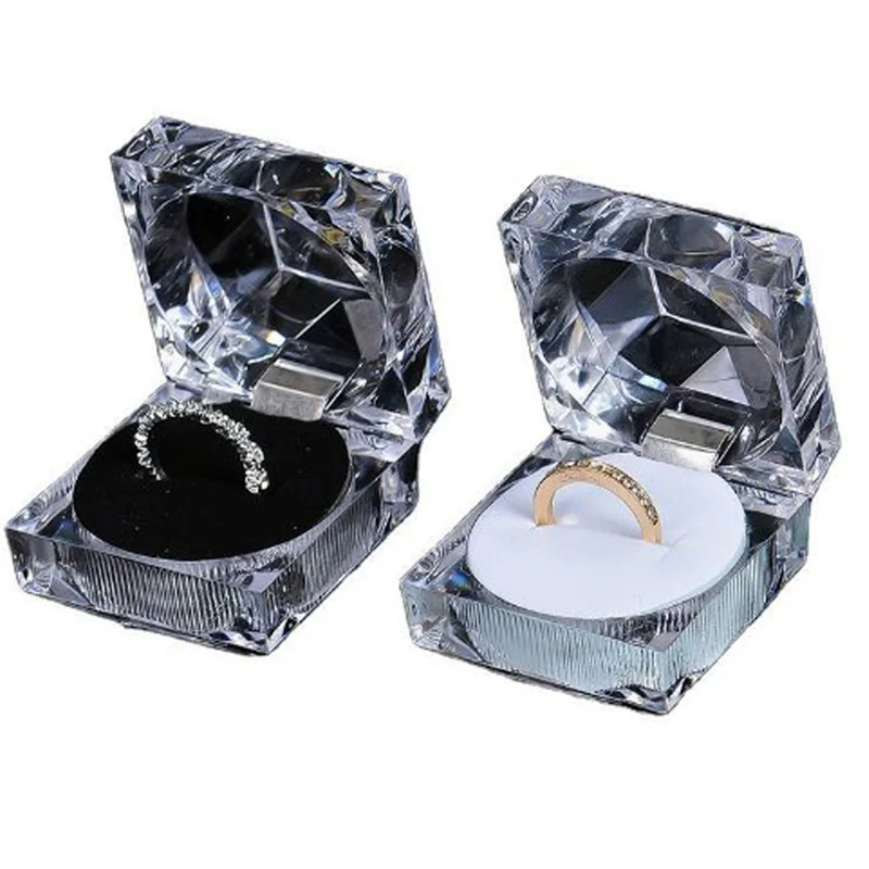 China manufacturer clear jewelry packaging box plastic transparent acrylic jewelry box for ring
