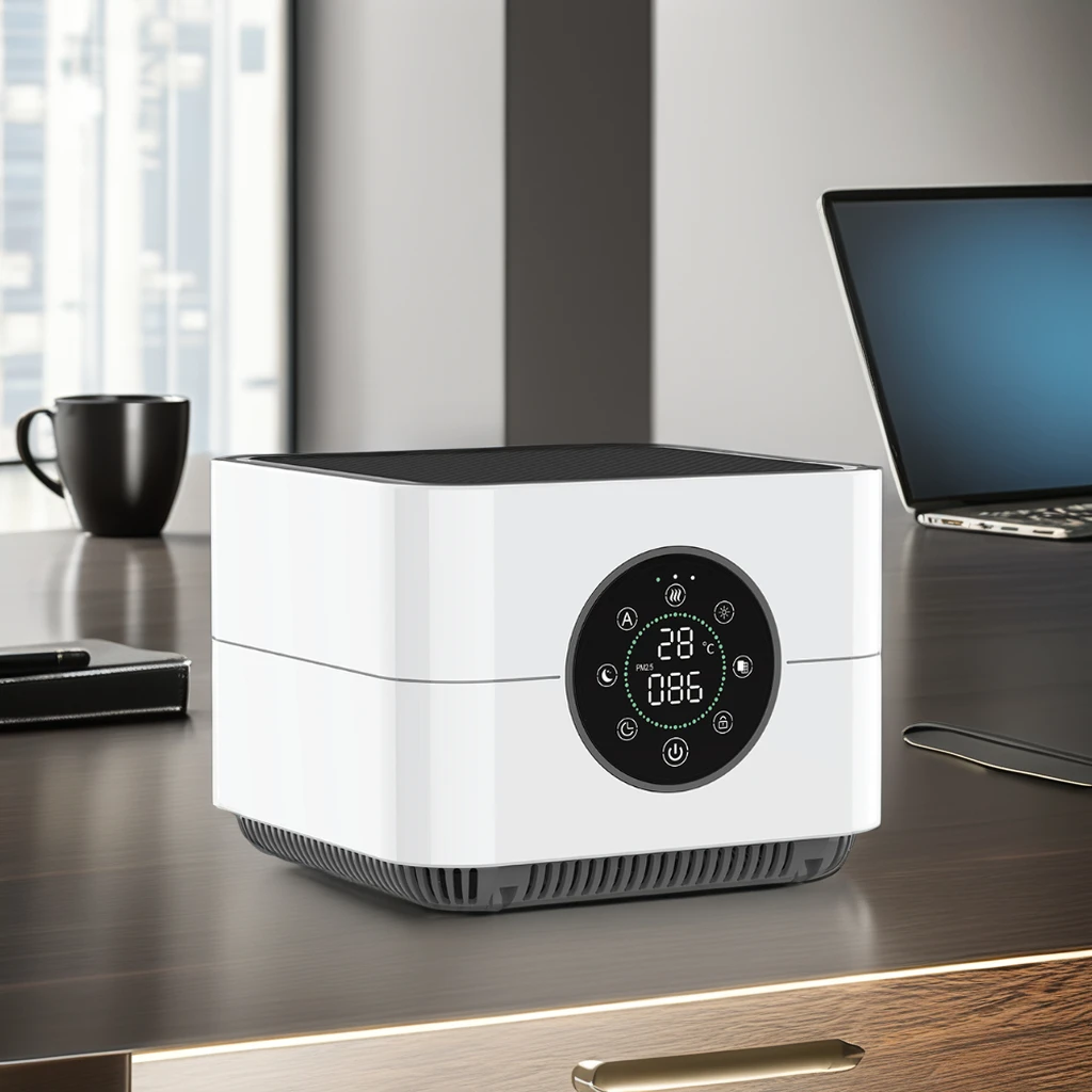 Intelligent Desktop Air Purifier with Type-C 1-12 Hours Timer H14 HEPA Filter Air Quality Display Ozone Generator for Home Use