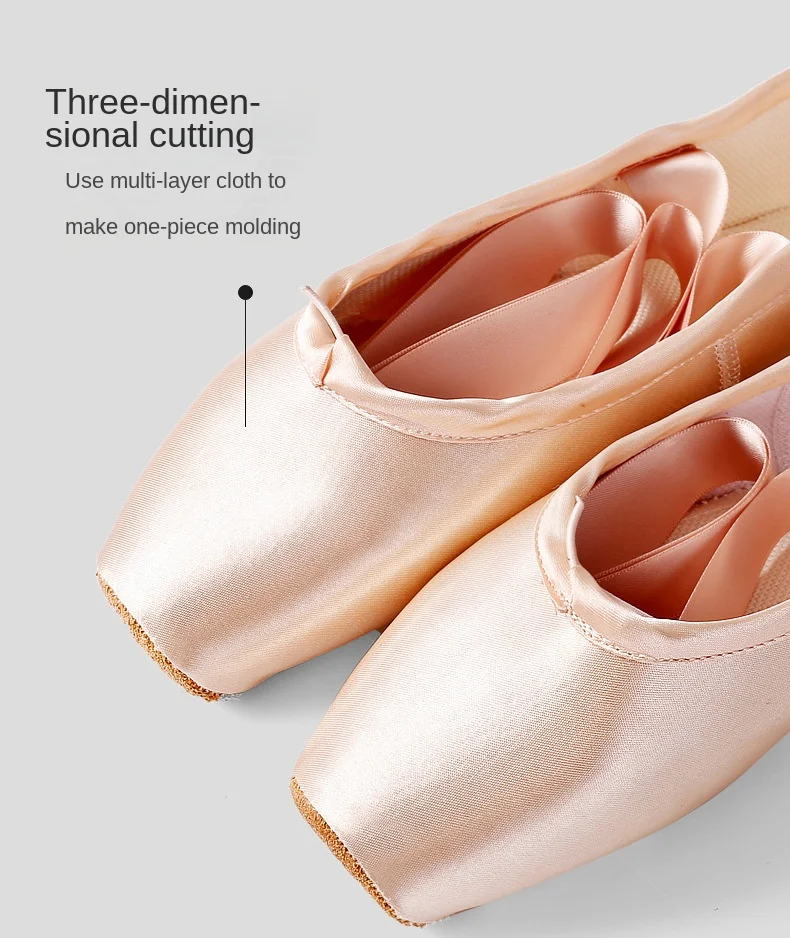 Professional satin Soft Ballet Pointe Shoes with Ribbons leather tips ballet pointed dance slippers customized