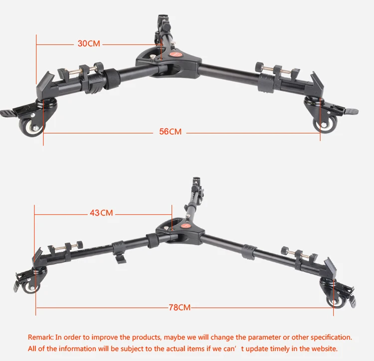 Coman DF1 aluminium video dolly for camera tripod