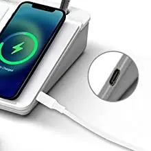 Desktop Glass Whiteboard with Wireless Charger  Dry Erase Computer Pad Keyboard Stand with Organizer