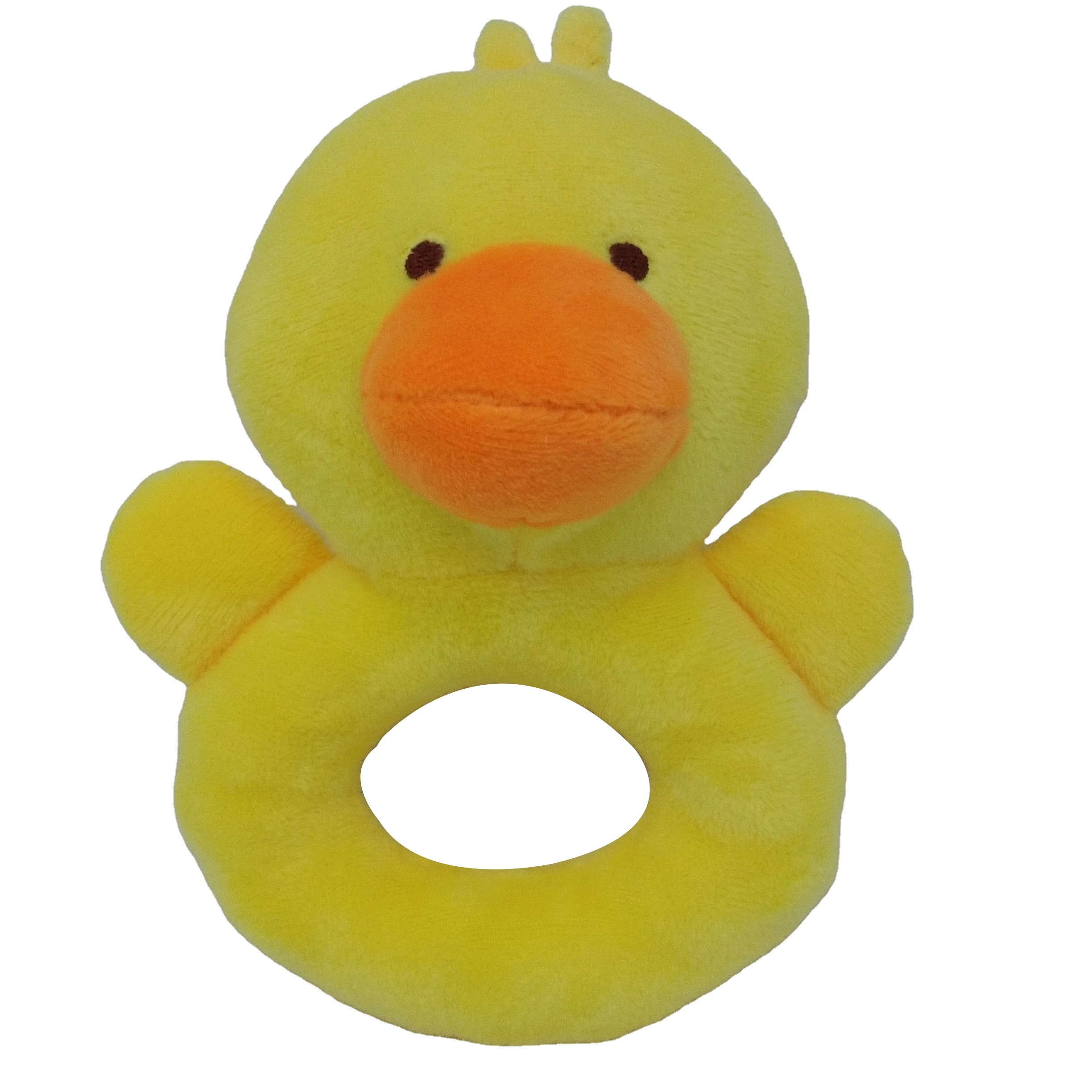 Плюшевые мягкие игрушки утка детская погремушка внутри