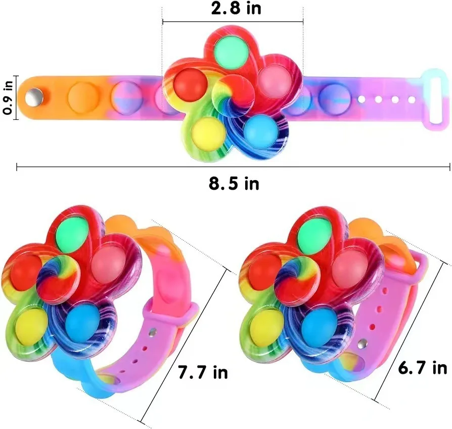 Fidget Spinner Bracelet Light Up Spinner Wristband Fidget Popping Toy Watch Glow Spinning Led Pop Bracelet
