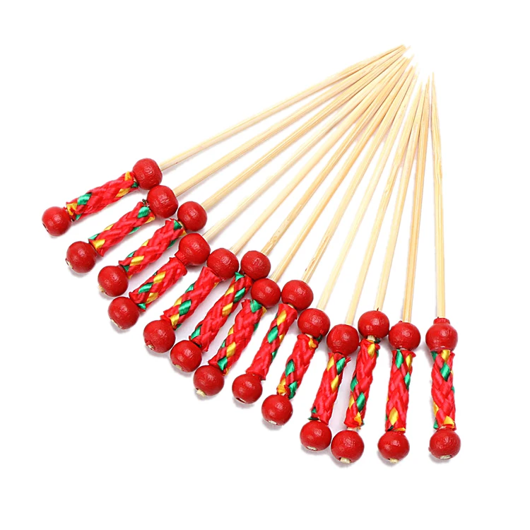 Eco-Friendly Holiday Decoration Bamboo Bead Skewer For Fruit