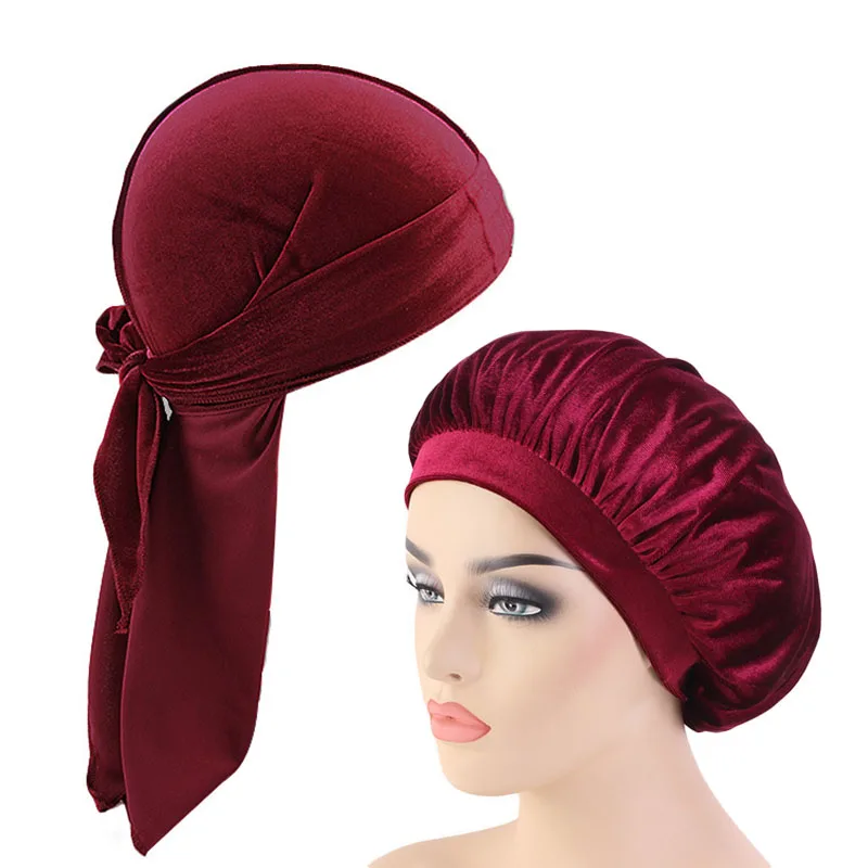 
Wholesale High Quality Korea Velvet Matching Durag And Bonnet Couple His And Her Bonnets And Durags TJM 414/05B1  (62064502041)