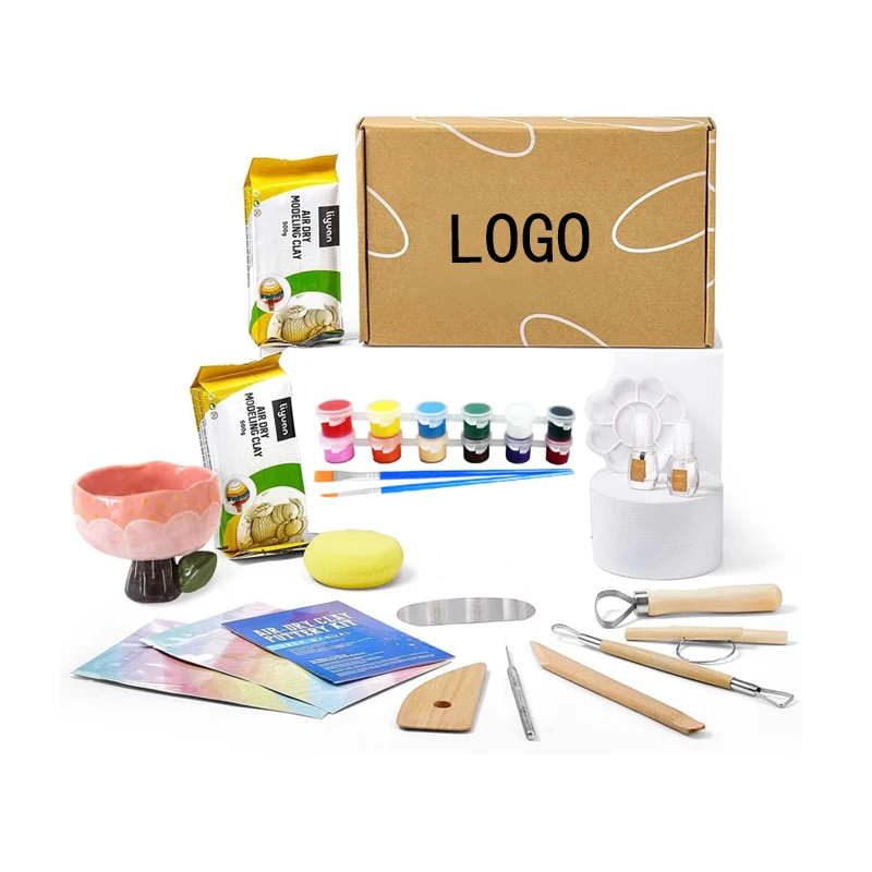 Clay Pottery Kit DIY Pottery clay Kit - Make Your Own Air Dry Clay Projects At Home with full set tools paint instructions