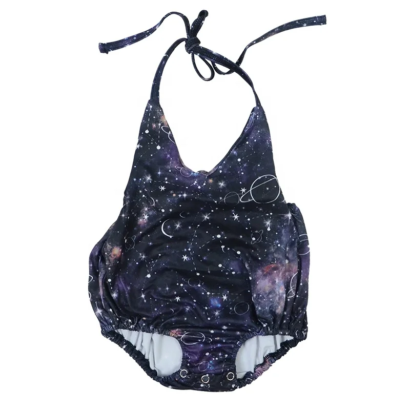
Galaxy printed Wholesale high quality custom design new born baby clothes bubble romper infant girls romper 