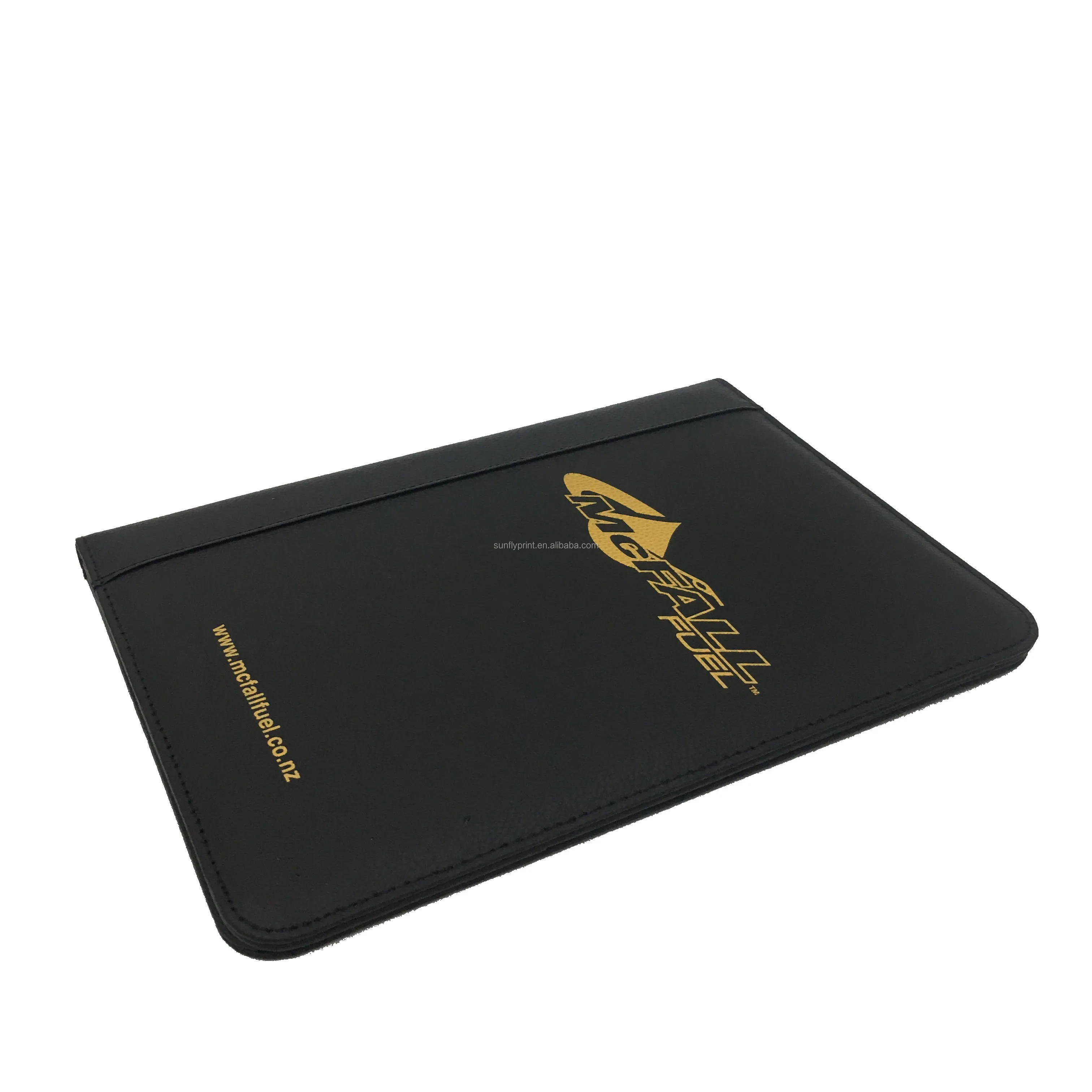 Black A4 Executive Conference Folder Portfolio PU Leather Document  Multifunction Office File Folder Customize Logo Printing