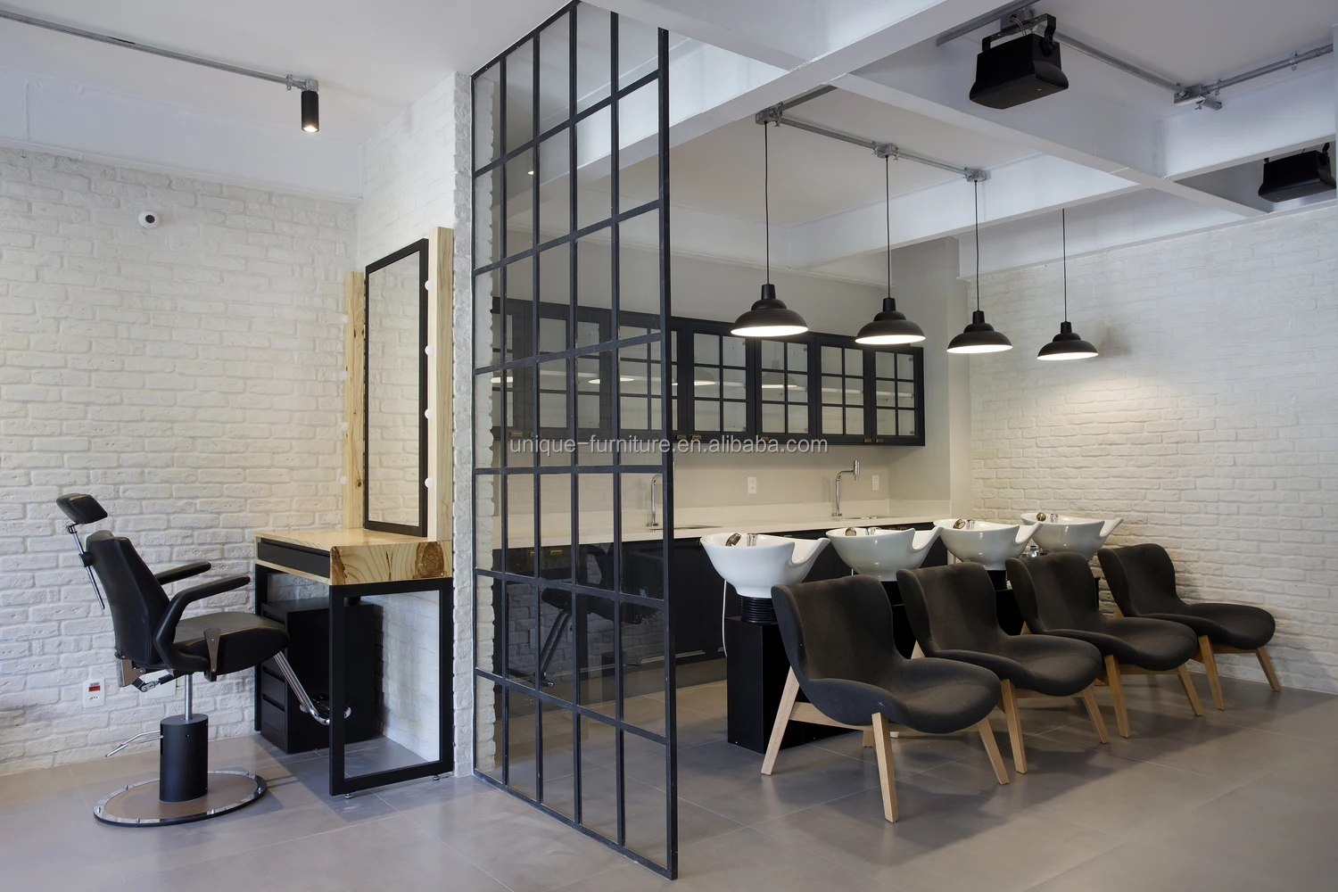 Retail Wood Barber Shop Furniture Modern Beauty Salon Furniture Decorations for Sale