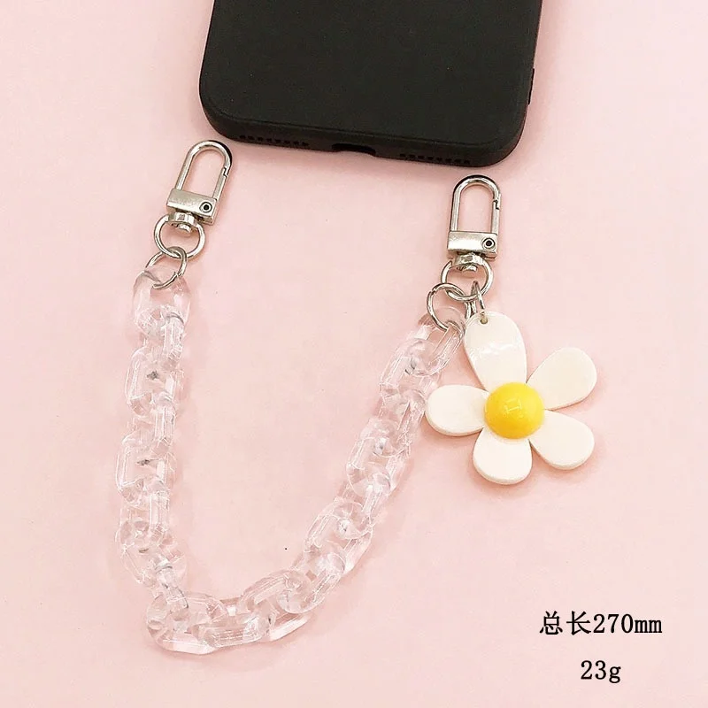 Wholesale 2023  transparent Acrylic link phone chain  plastic Phone Chain CellPhone Strap case with chain for accessories