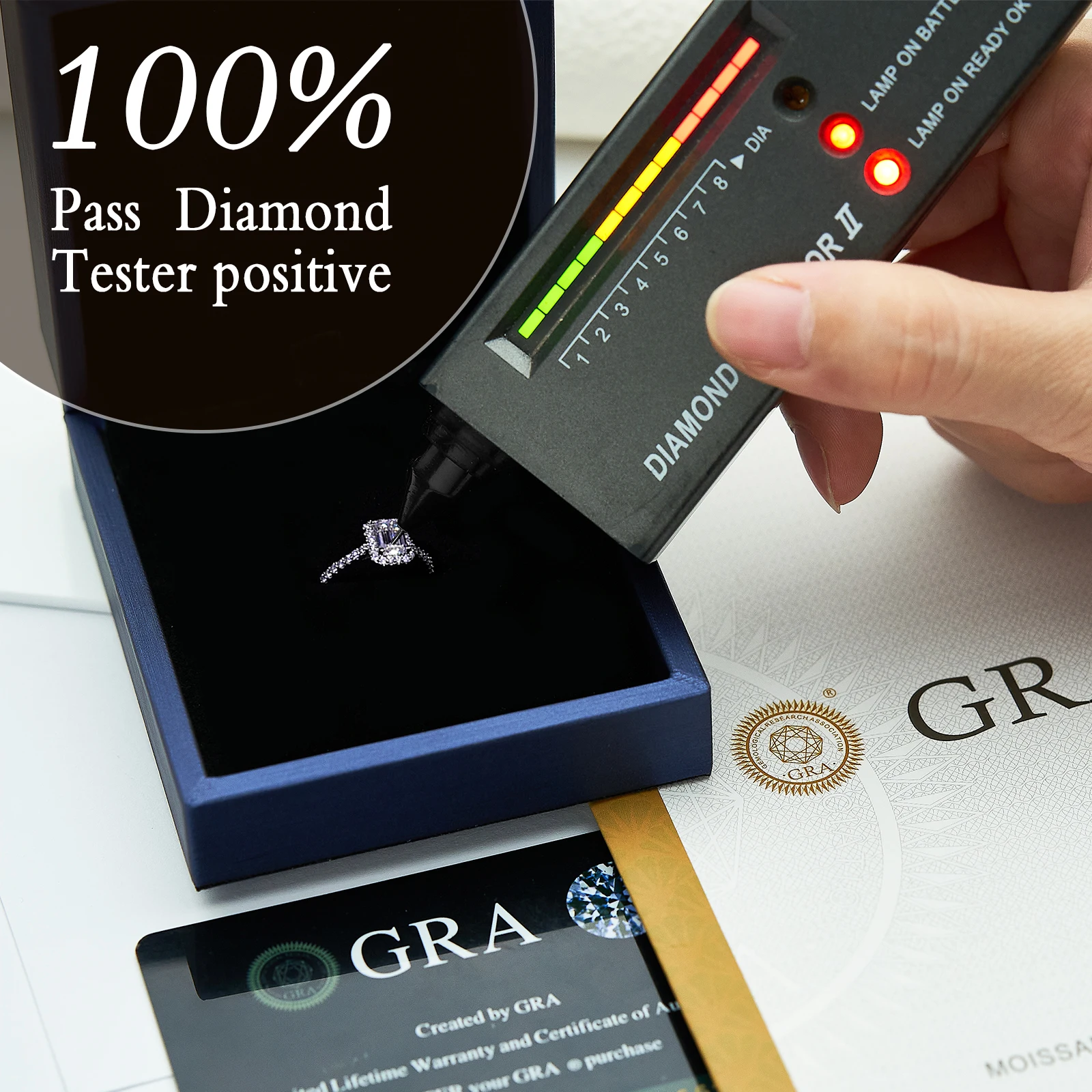 Three stones design 1ct VVS D diamond 925 silver material women moissanite ring