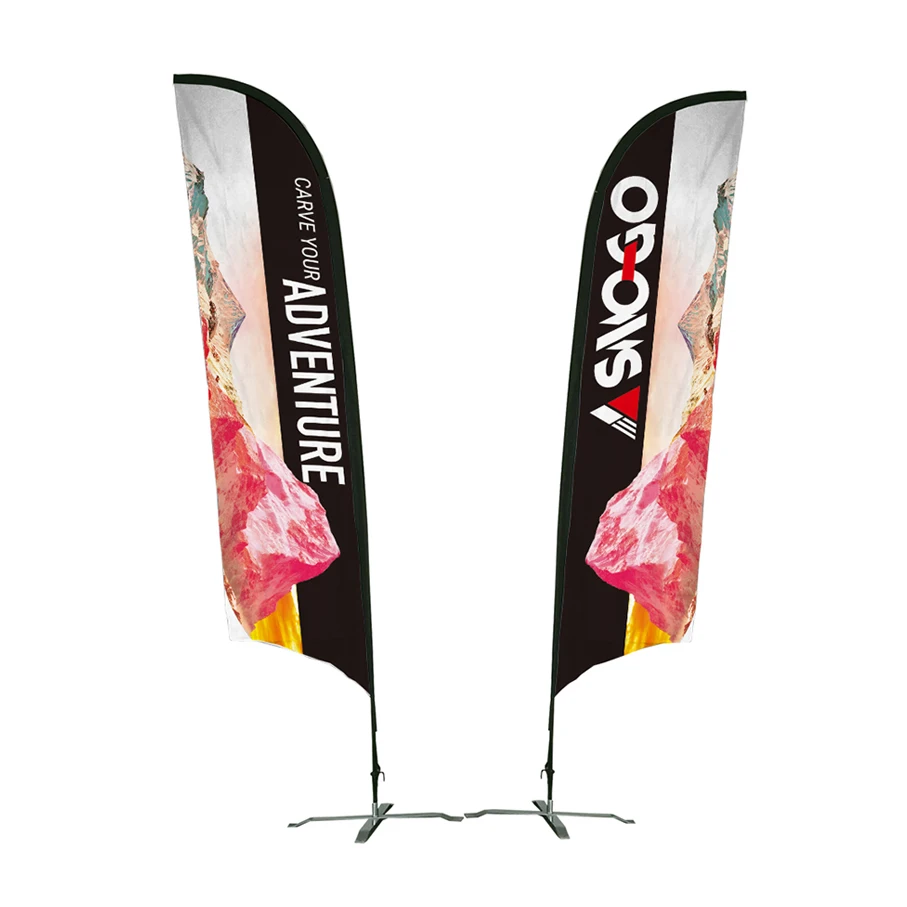 wholesales custom logo feather banner flags outdoor advertising flying xl beach flag with pole stand water base