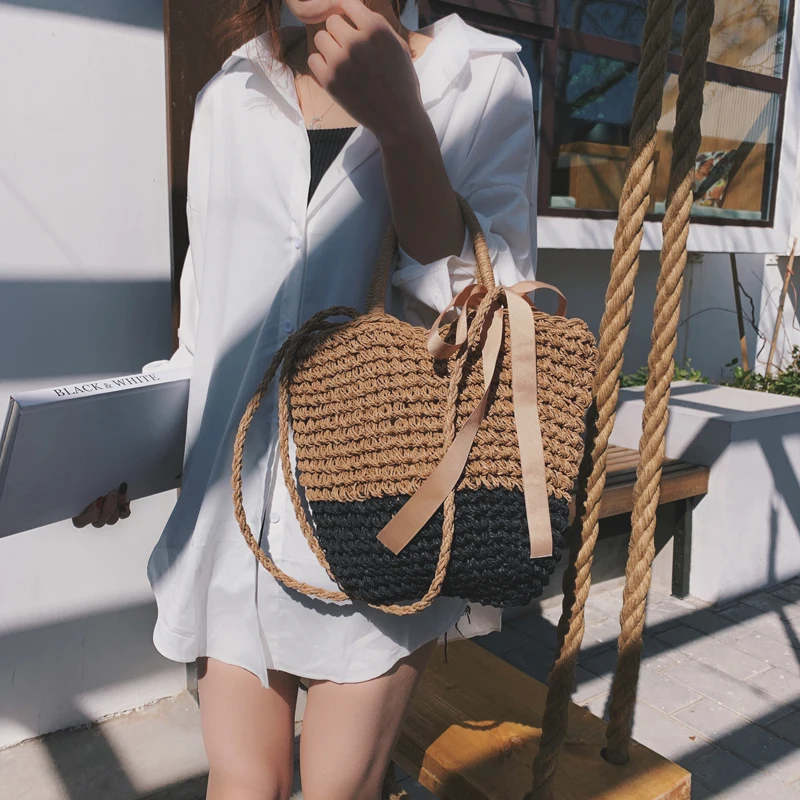 straw knitted beach crossbody clutch bag women wholesale tote summer beach bag straw woven handbags ladies wholesale