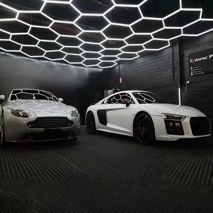 2400*4800MM Hexagon Detailing Workshop Ceiling Led Lights For Car Shop And Garage honeycomb lights hexagonal led light