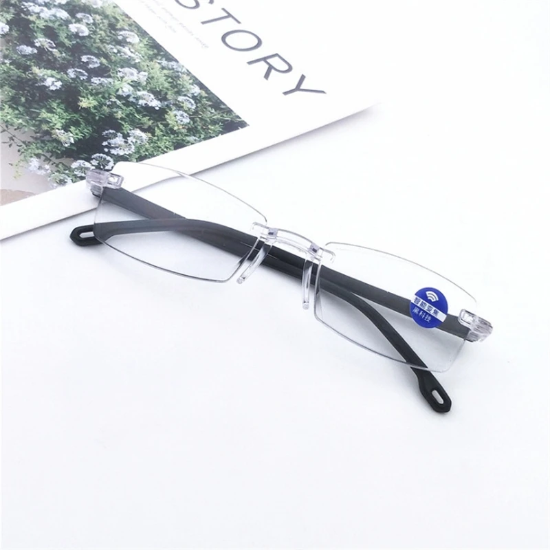 Fashion Trimming Elegant Glasses Rimless Men Woman Anti Blue Light Reading Glasses H1198